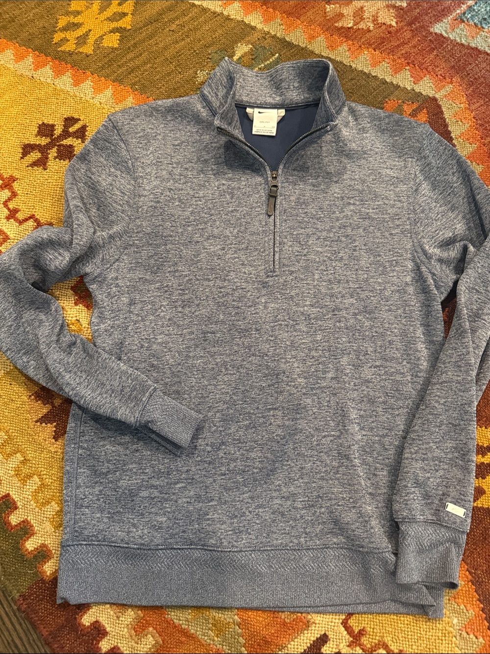 Nike Men's Half-Zip Dri-fit Heathered Blue Pullover Sweater